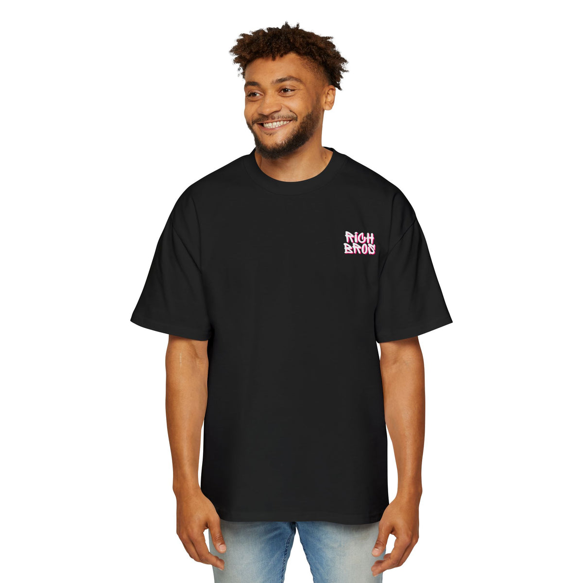 Men's Oversized Tee - 'Rich Bros' Graphic T-Shirt for Casual Style